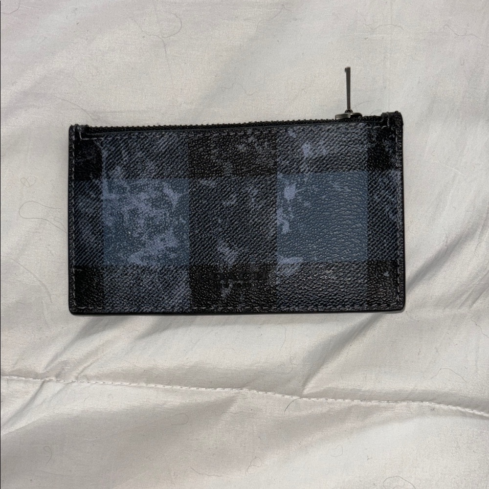 Coach Black and Blue Checkered Wallet